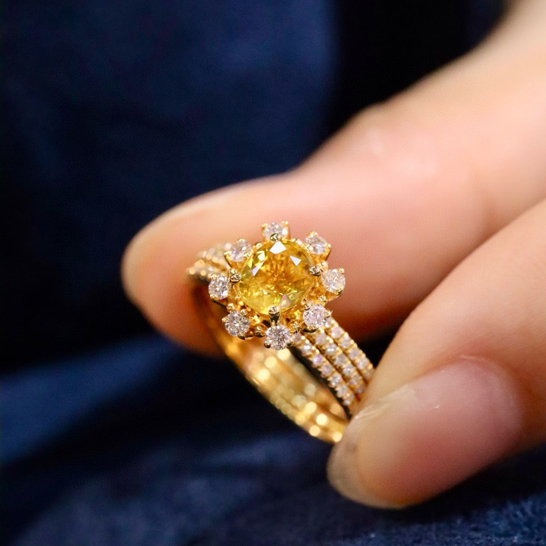 14k Gold 1.27 Ctw Natural Sapphire & Diamond Ring - 3