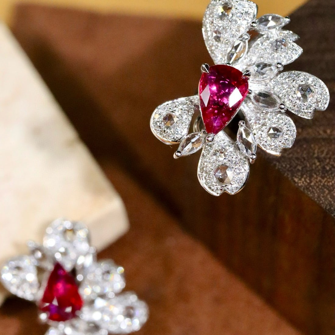 14k Gold 3.50 Ctw Natural Ruby & Diamond Earrings - 2