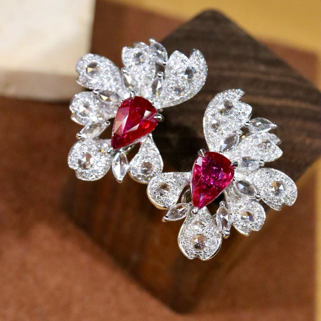 14k Gold 3.50 Ctw Natural Ruby & Diamond Earrings - 3