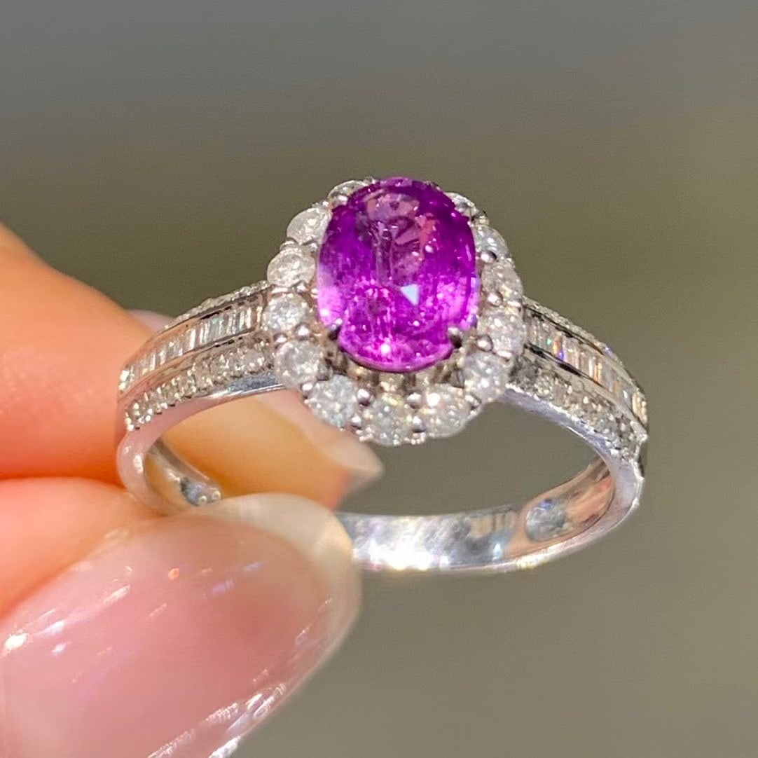14k Gold 1.25 Ct Natural Sapphire & Diamond Ring - 3