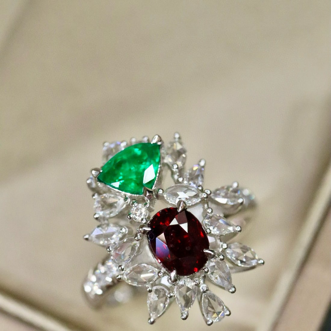 14k Gold 1.62 Ctw Natural Ruby & Emerald & Toi Et Moi Ring - 3