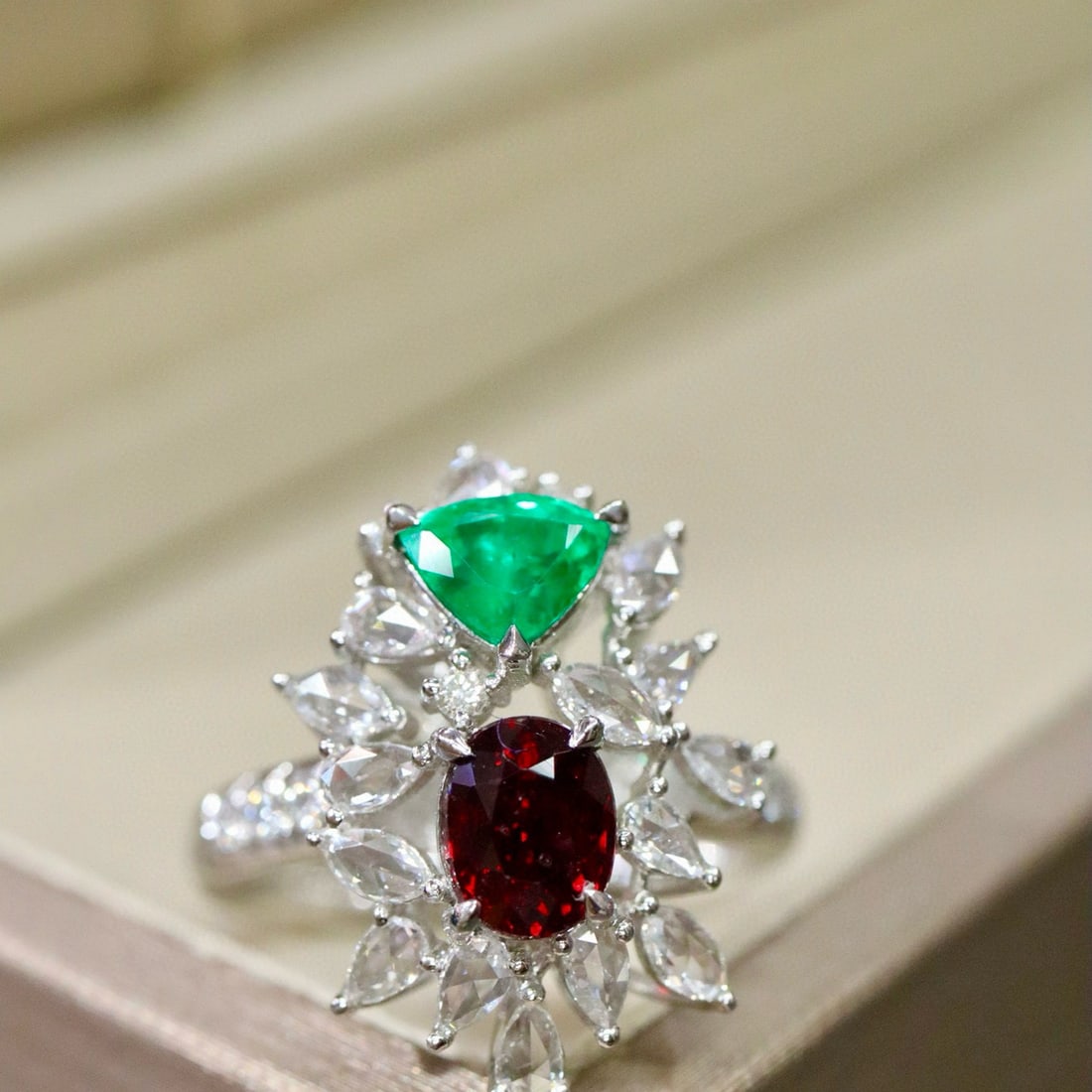 14k Gold 1.62 Ctw Natural Ruby & Emerald & Toi Et Moi Ring - 5