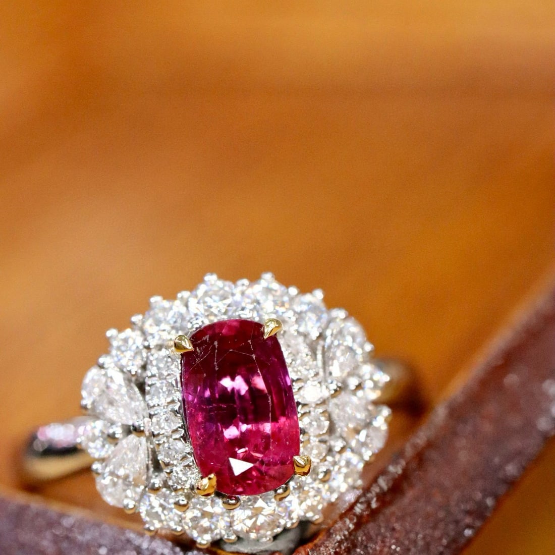 14k Gold 1.20 Ctw Natural Ruby & Diamond Ring: Ref:230990428 // gold content:14k gold // ring size:7. 25us // // main gemstone:ruby // shape:cushion // carat weight:1. 15ct // color:red // treatment:natural // // adjacent gemstone 2 : diamond // s