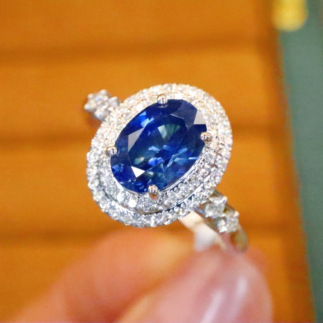 14k Gold 1.71 Ctw Natural Sapphire & Diamond Ring - 3