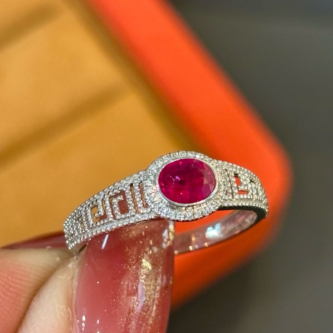 14k Gold 0.6 Ct Natural Ruby & Diamond Ring - 2