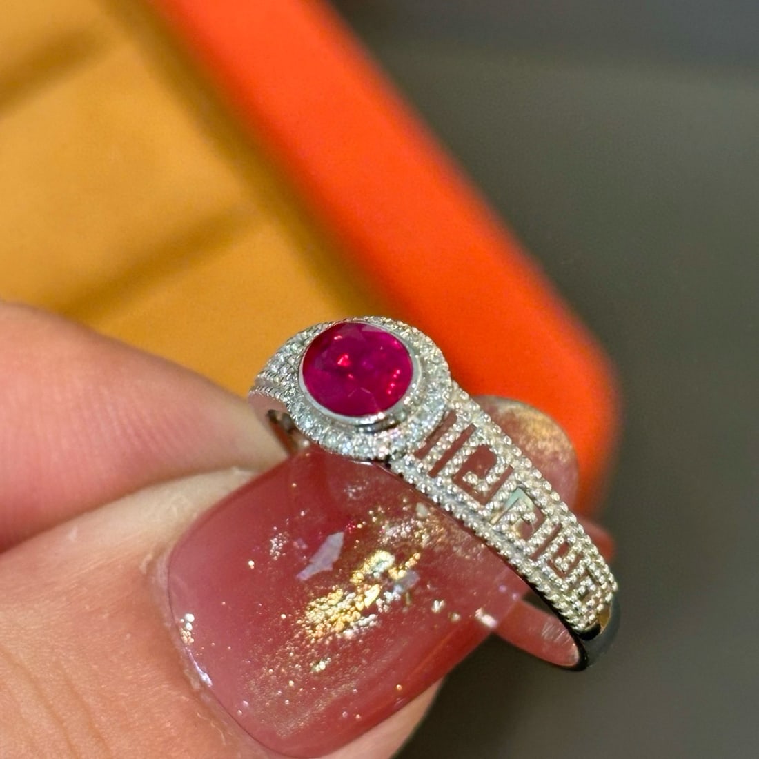 14k Gold 0.6 Ct Natural Ruby & Diamond Ring - 3