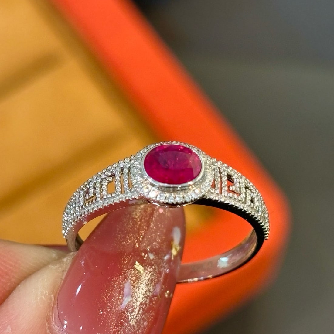 14k Gold 0.6 Ct Natural Ruby & Diamond Ring - 4