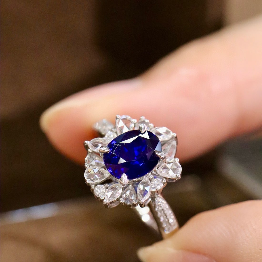 14k Gold 2.07 Ctw Natural Sapphire & Diamond Ring - 3
