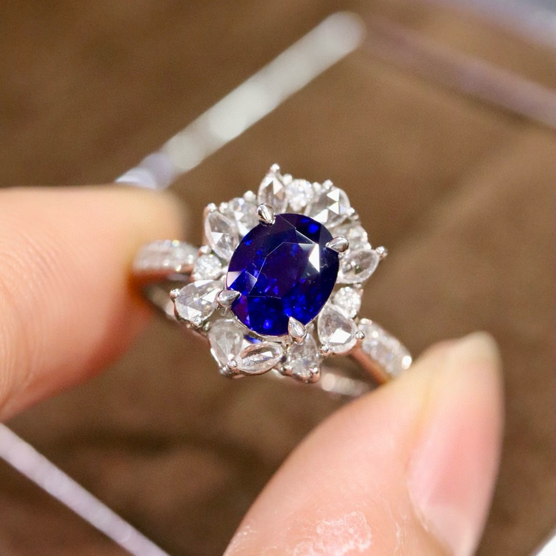 14k Gold 2.07 Ctw Natural Sapphire & Diamond Ring - 4