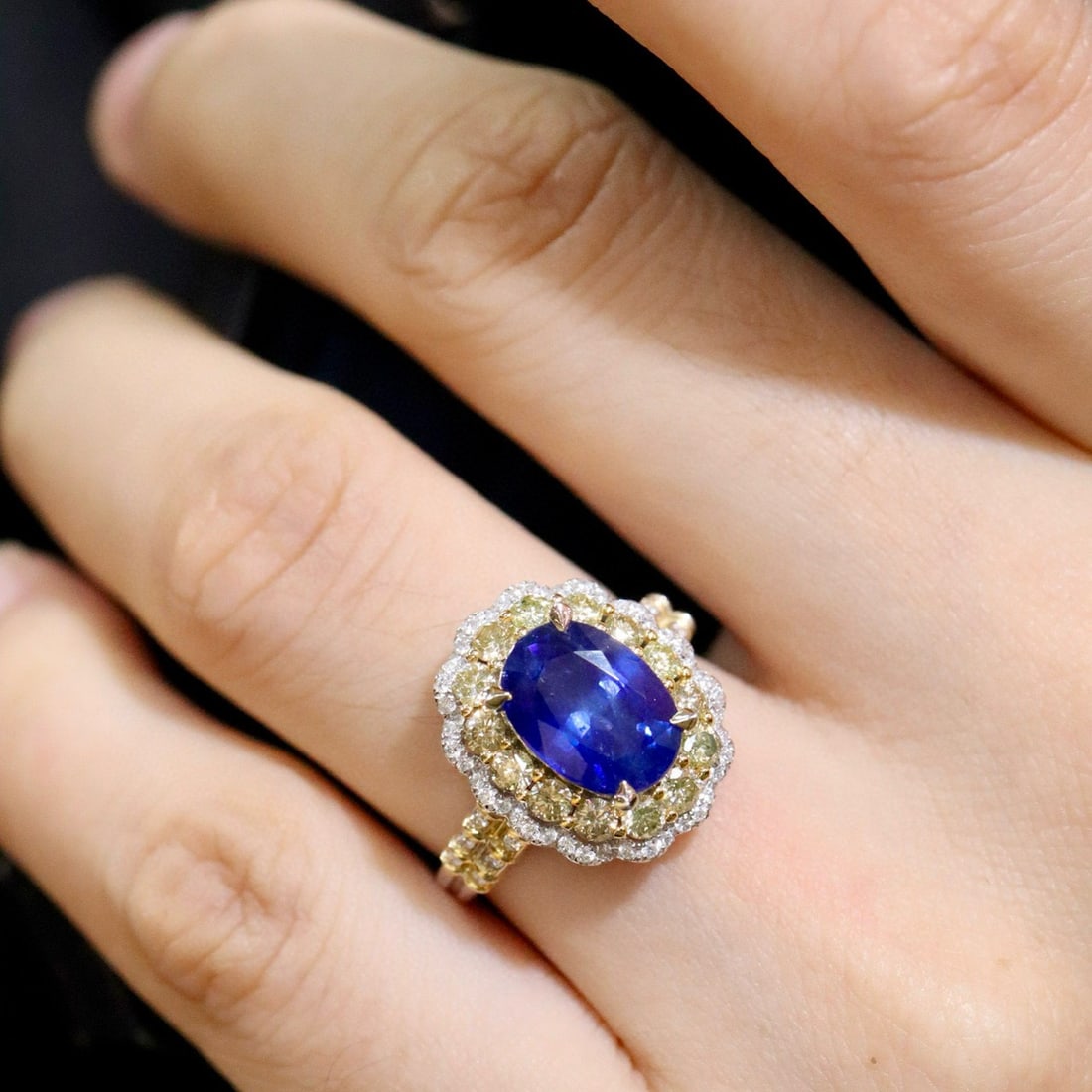 14k Gold 4.01 Ctw Natural Sapphire & Diamond Ring - 4