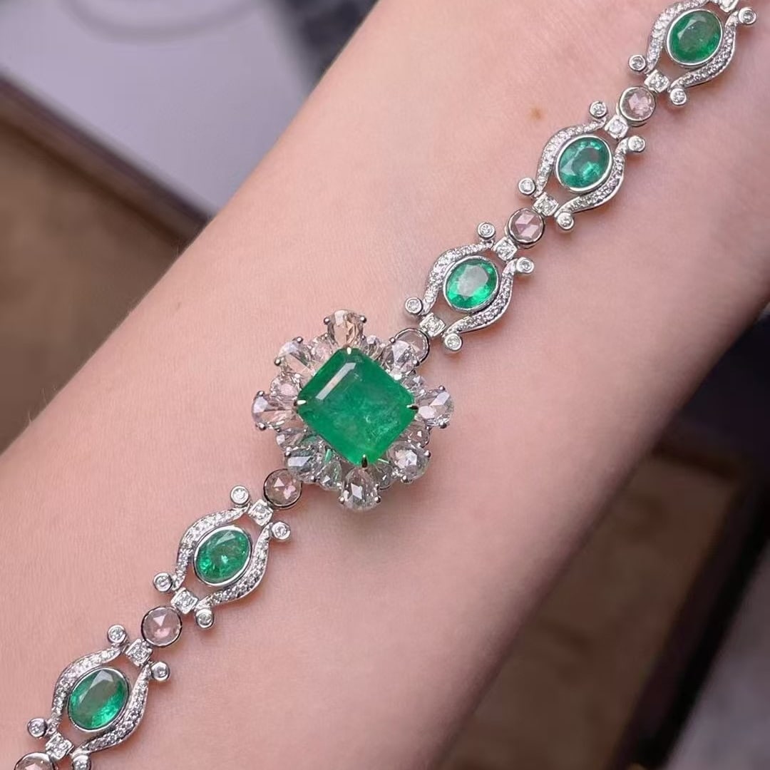 14k Gold 10.05 Ctw Vivid Green Natural Emerald & Sapphire Ring/pendant( Without Chain )/bracelet - 2