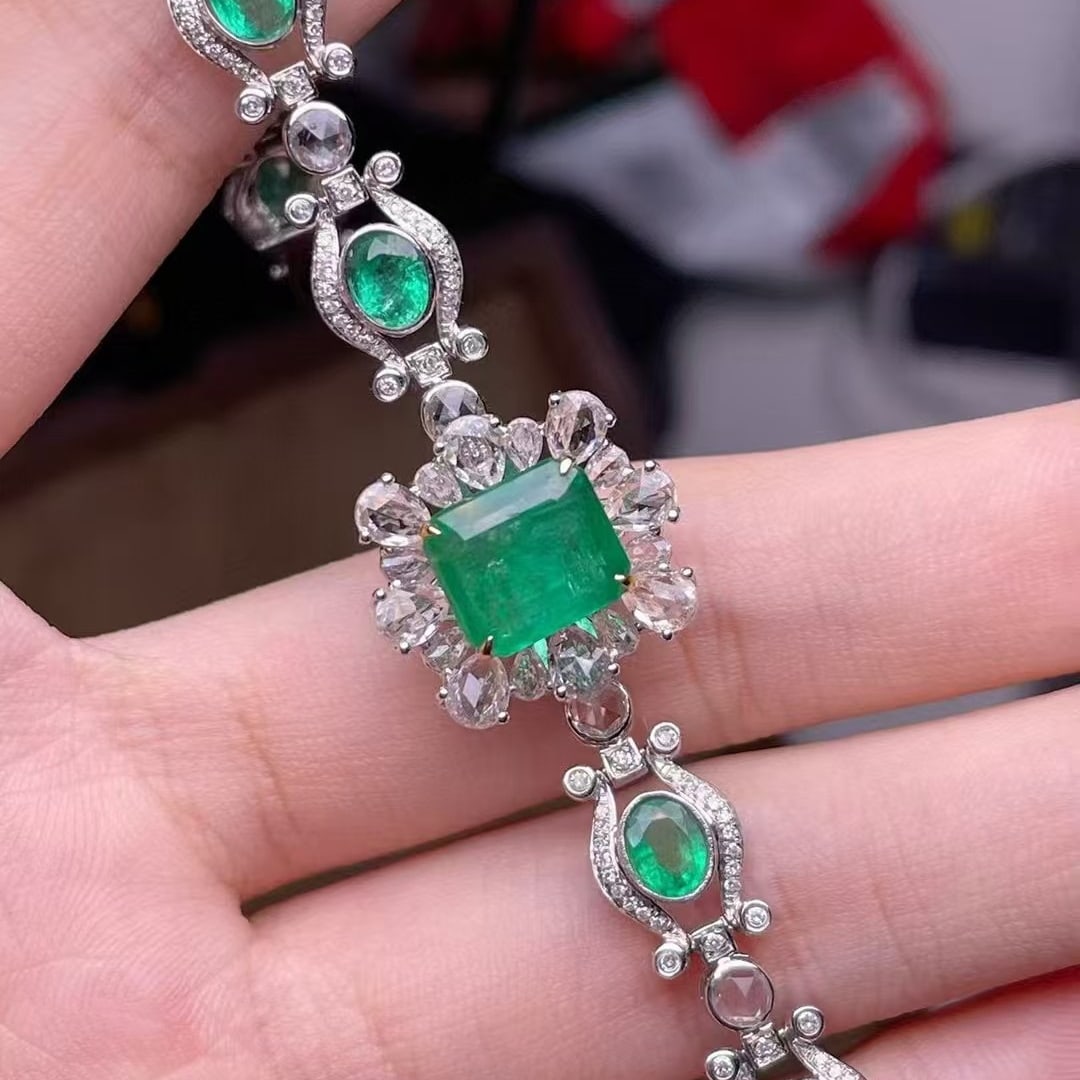 14k Gold 10.05 Ctw Vivid Green Natural Emerald & Sapphire Ring/pendant( Without Chain )/bracelet - 3