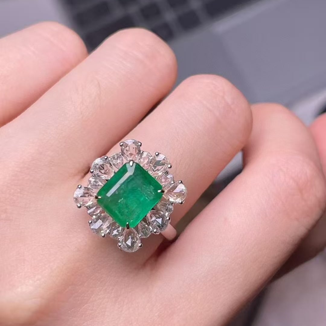 14k Gold 10.05 Ctw Vivid Green Natural Emerald & Sapphire Ring/pendant( Without Chain )/bracelet - 5
