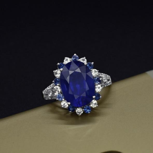 14k Gold 5.65 Ctw Natural Sapphire & Sapphire Ring - 3