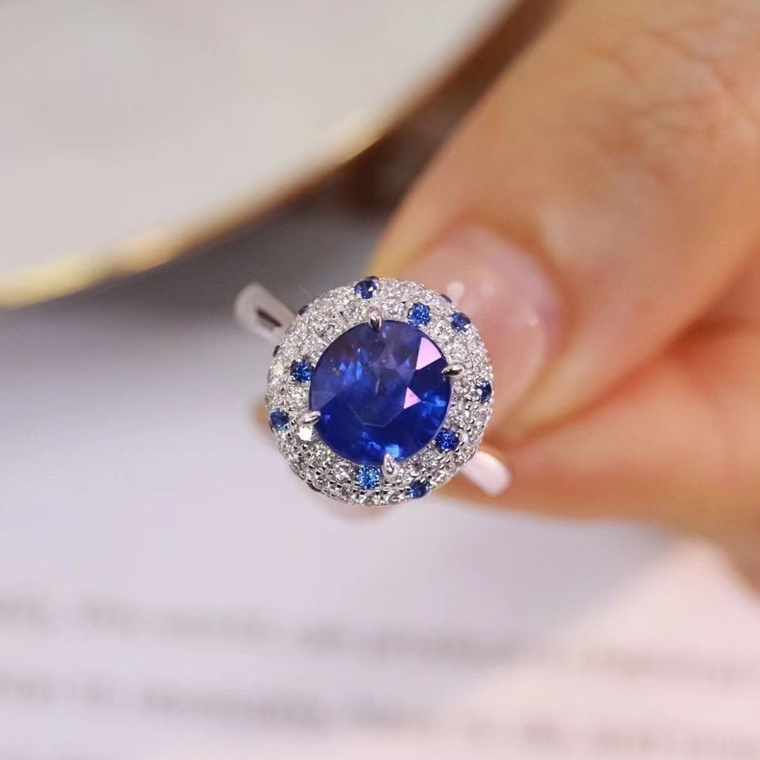 14k Gold 3.30 Ctw Natural Sapphire & Diamond Ring - 3