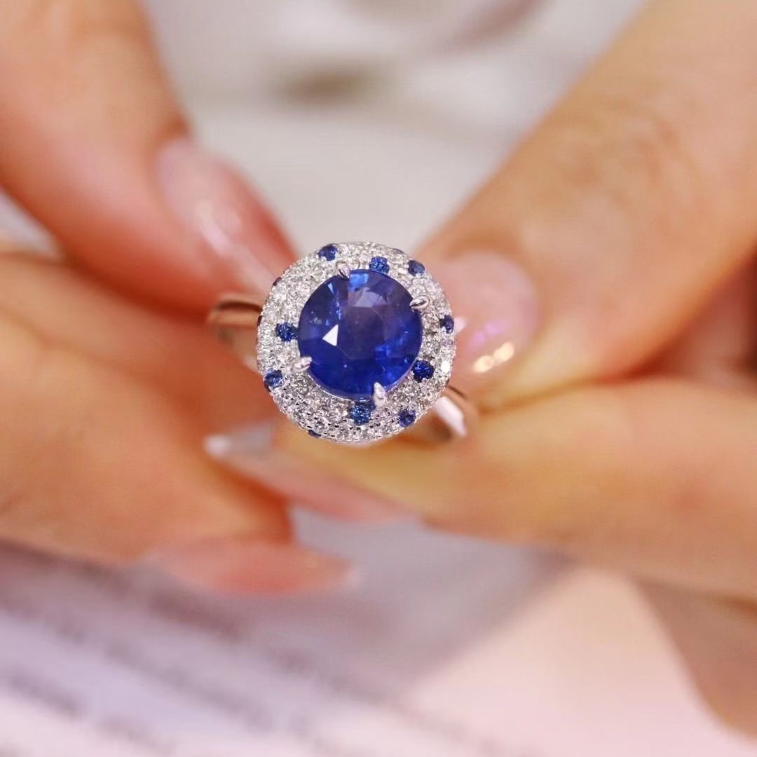14k Gold 3.30 Ctw Natural Sapphire & Diamond Ring - 4
