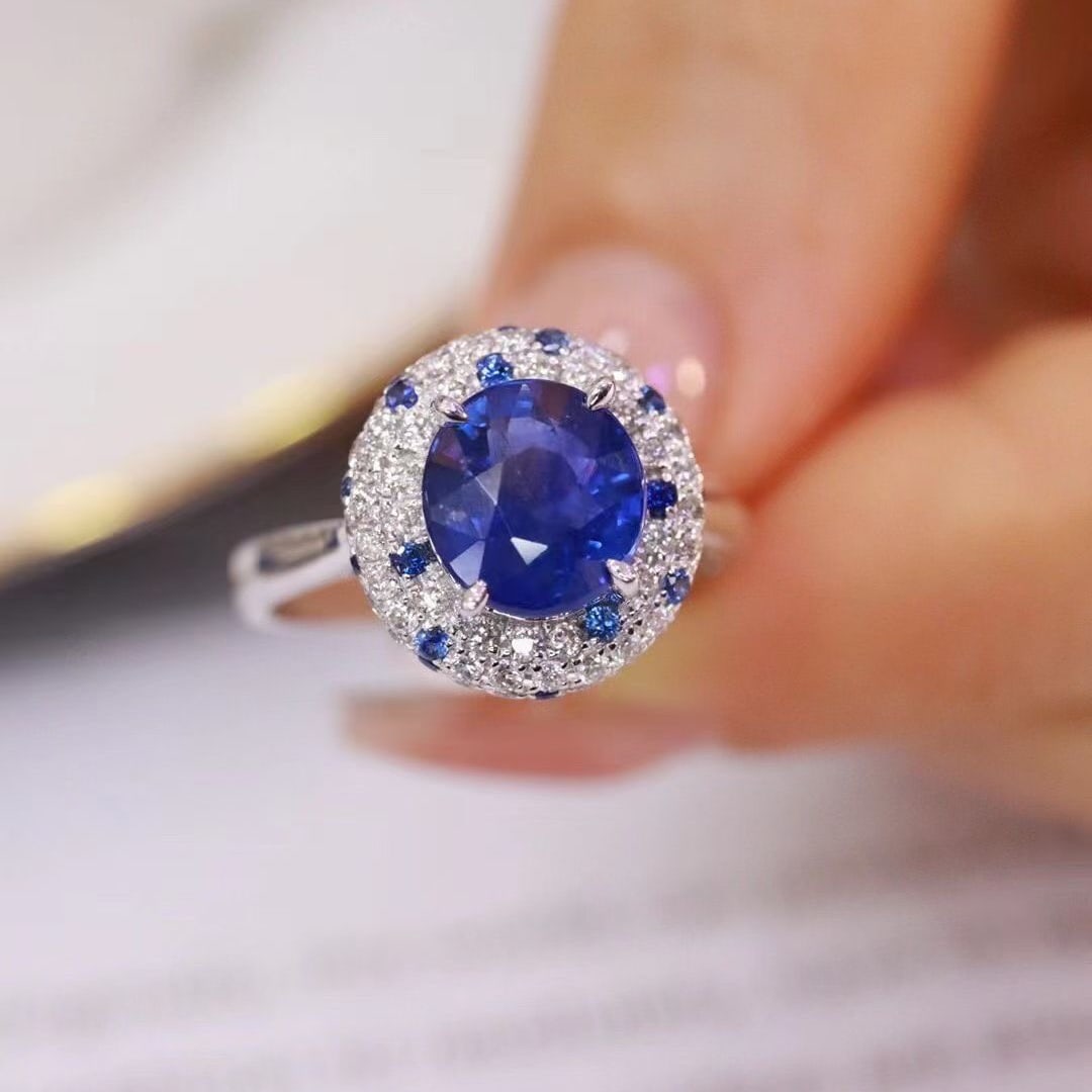 14k Gold 3.30 Ctw Natural Sapphire & Diamond Ring - 5