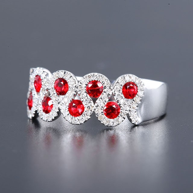 14k Gold 0.78 Ctw Natural Ruby & Diamond Ring - 5