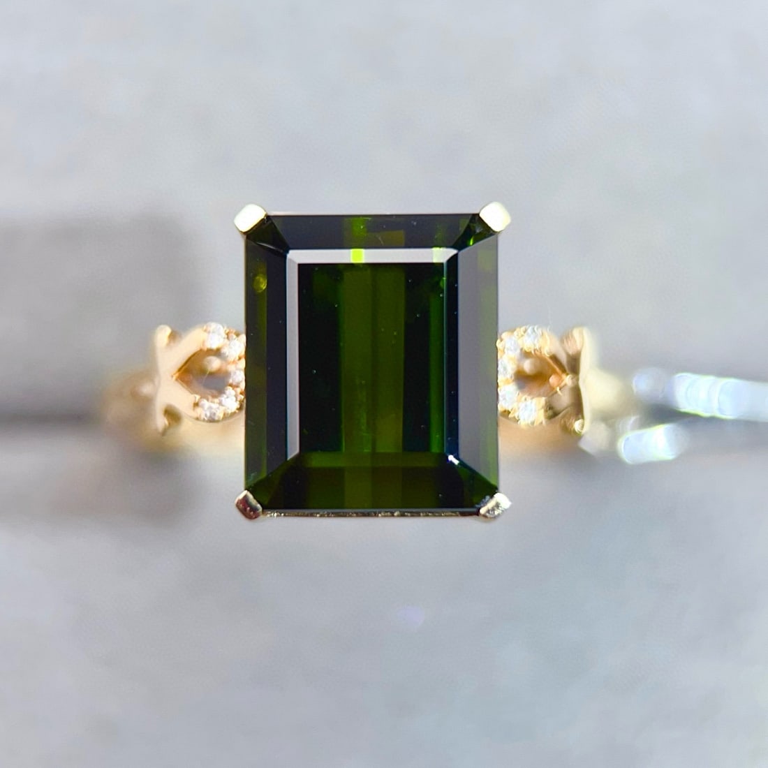 14k Gold 3.98 Ctw Natural Tourmaline & Diamond Ring - 2