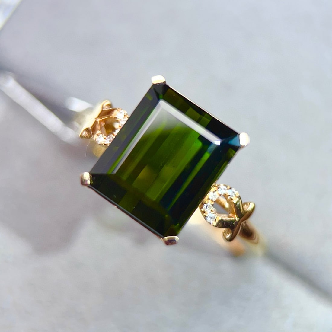 14k Gold 3.98 Ctw Natural Tourmaline & Diamond Ring - 4