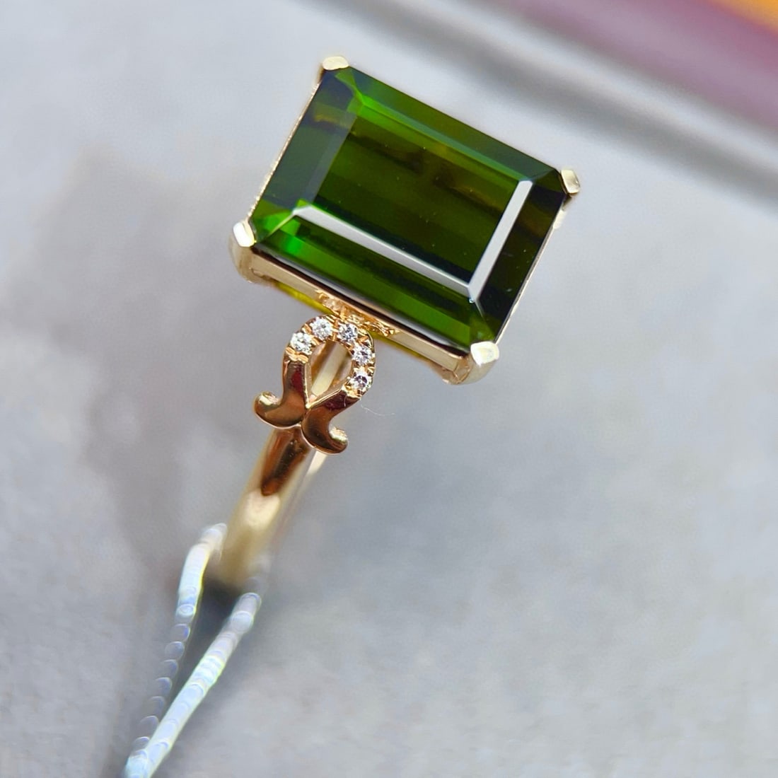 14k Gold 3.98 Ctw Natural Tourmaline & Diamond Ring - 5