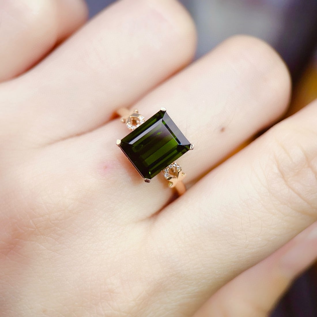 14k Gold 3.98 Ctw Natural Tourmaline & Diamond Ring - 6