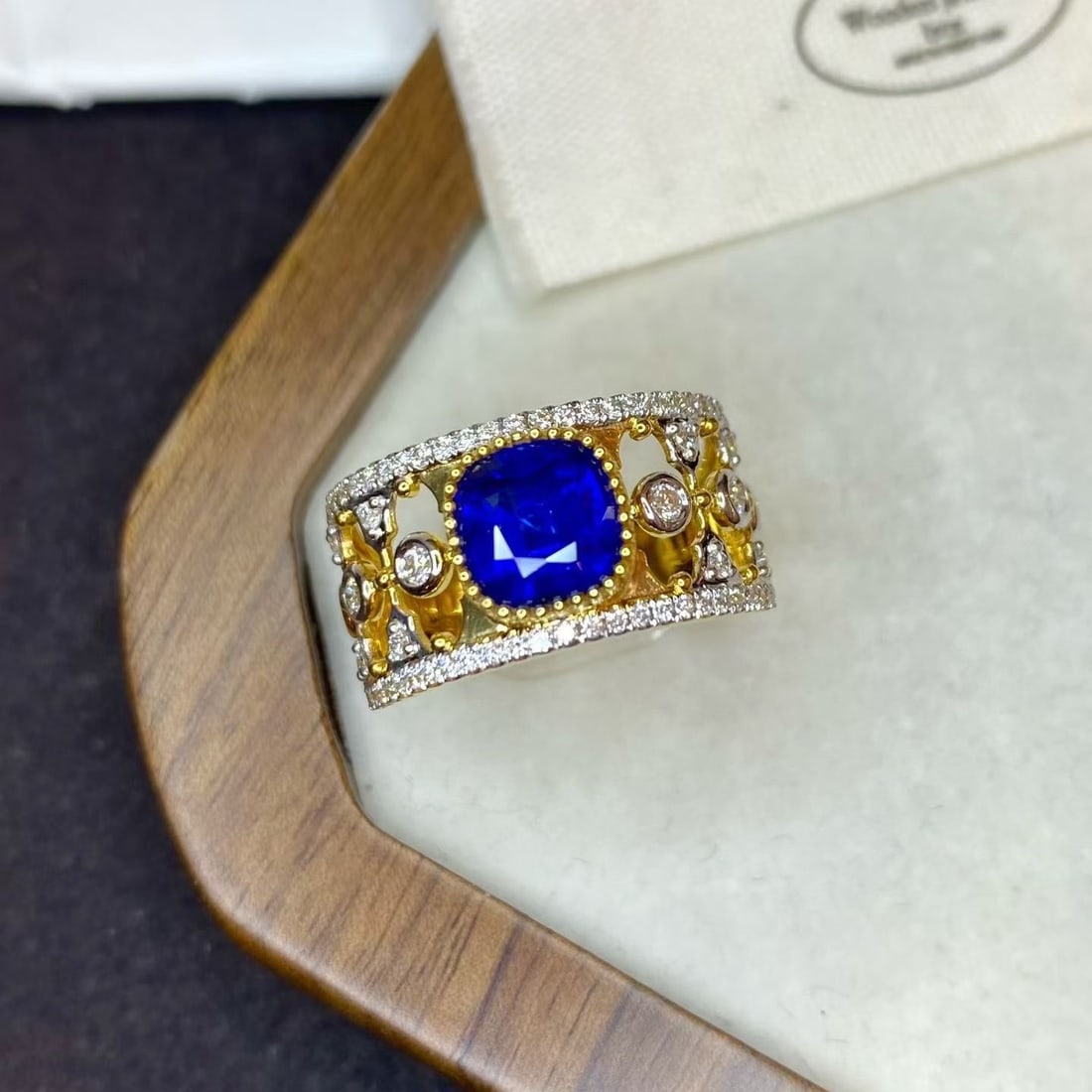 14k Gold 2.29 Ctw Natural Sapphire & Diamond Ring - 2