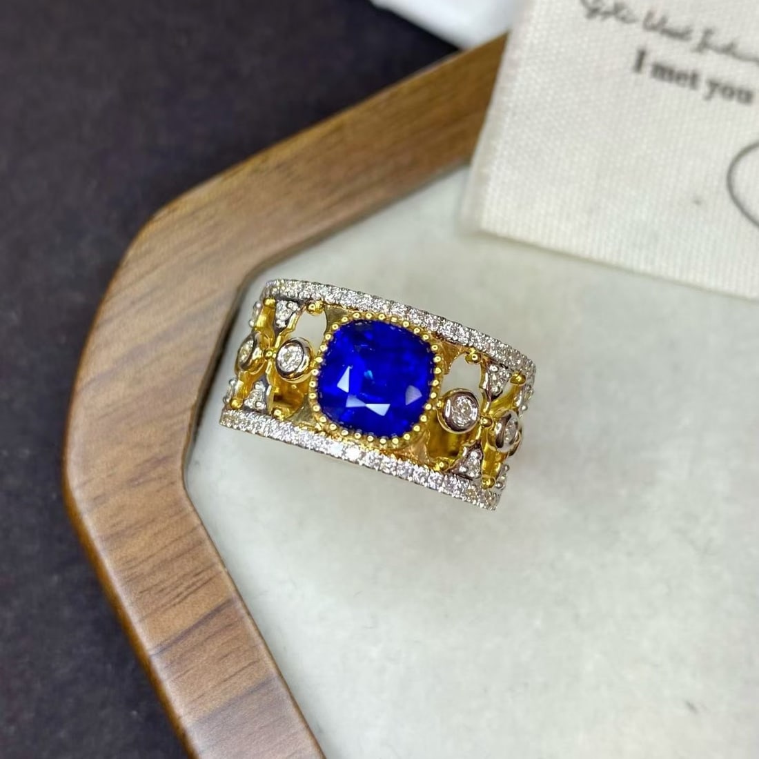 14k Gold 2.29 Ctw Natural Sapphire & Diamond Ring - 3