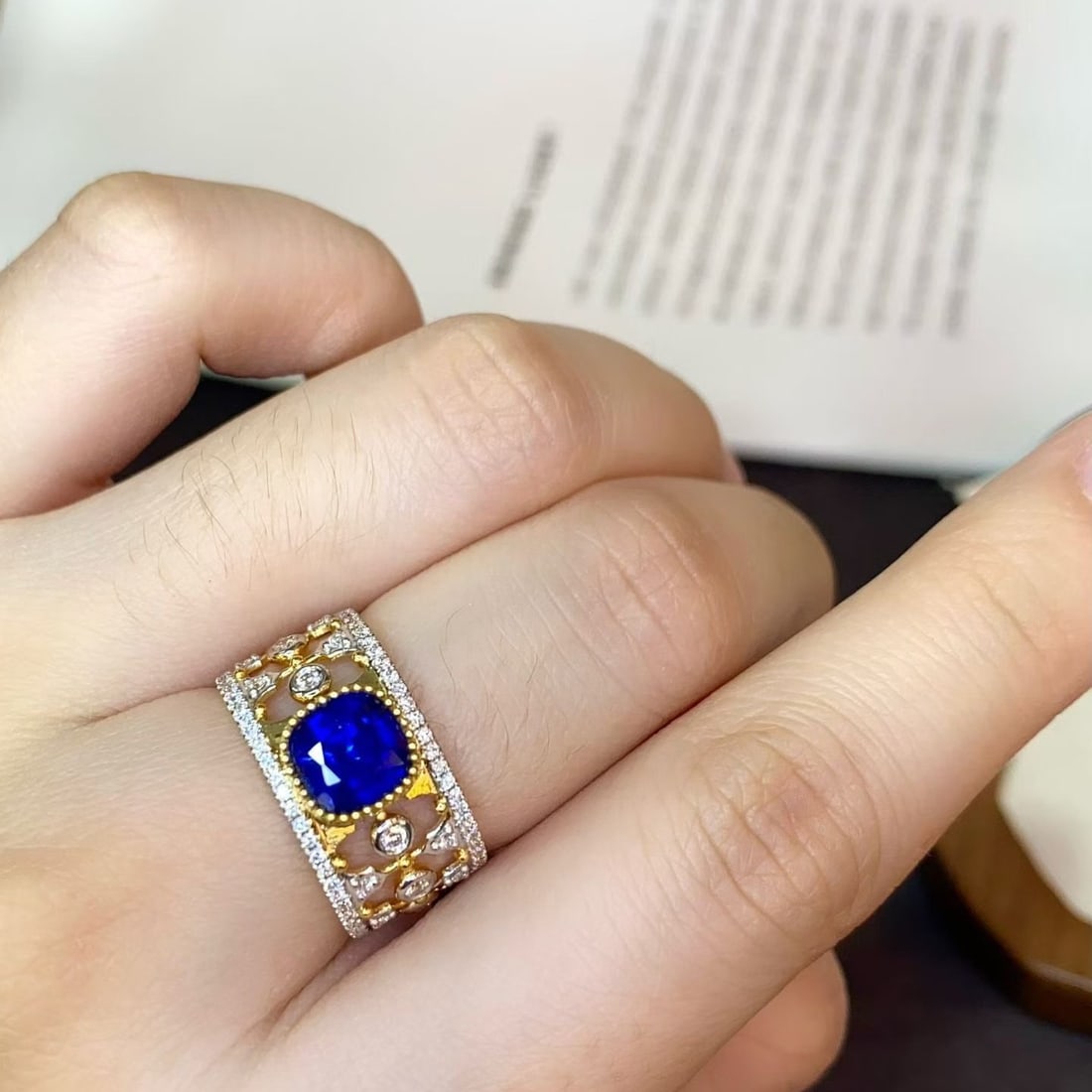 14k Gold 2.29 Ctw Natural Sapphire & Diamond Ring - 5