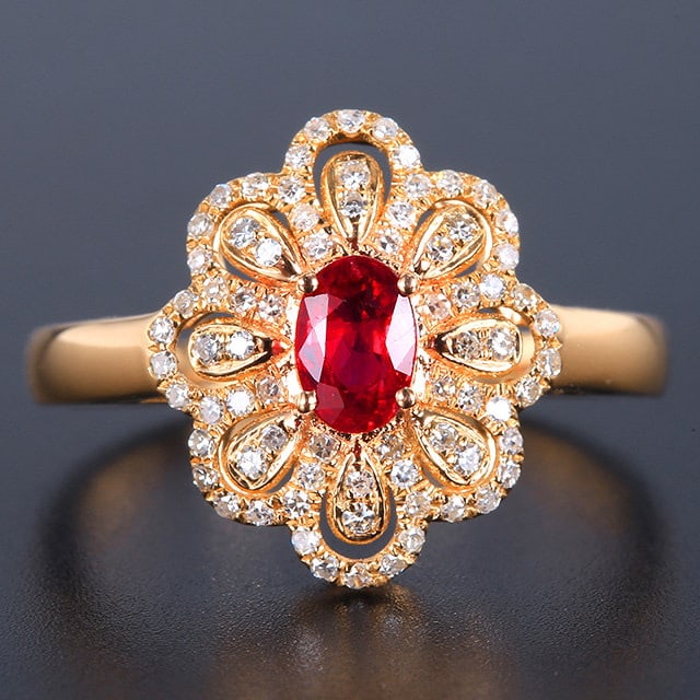 14k Gold 0.77 Ctw Natural Ruby & Diamond Ring (1 of 6)