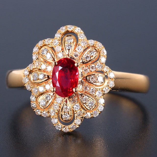 14k Gold 0.77 Ctw Natural Ruby & Diamond Ring - 2