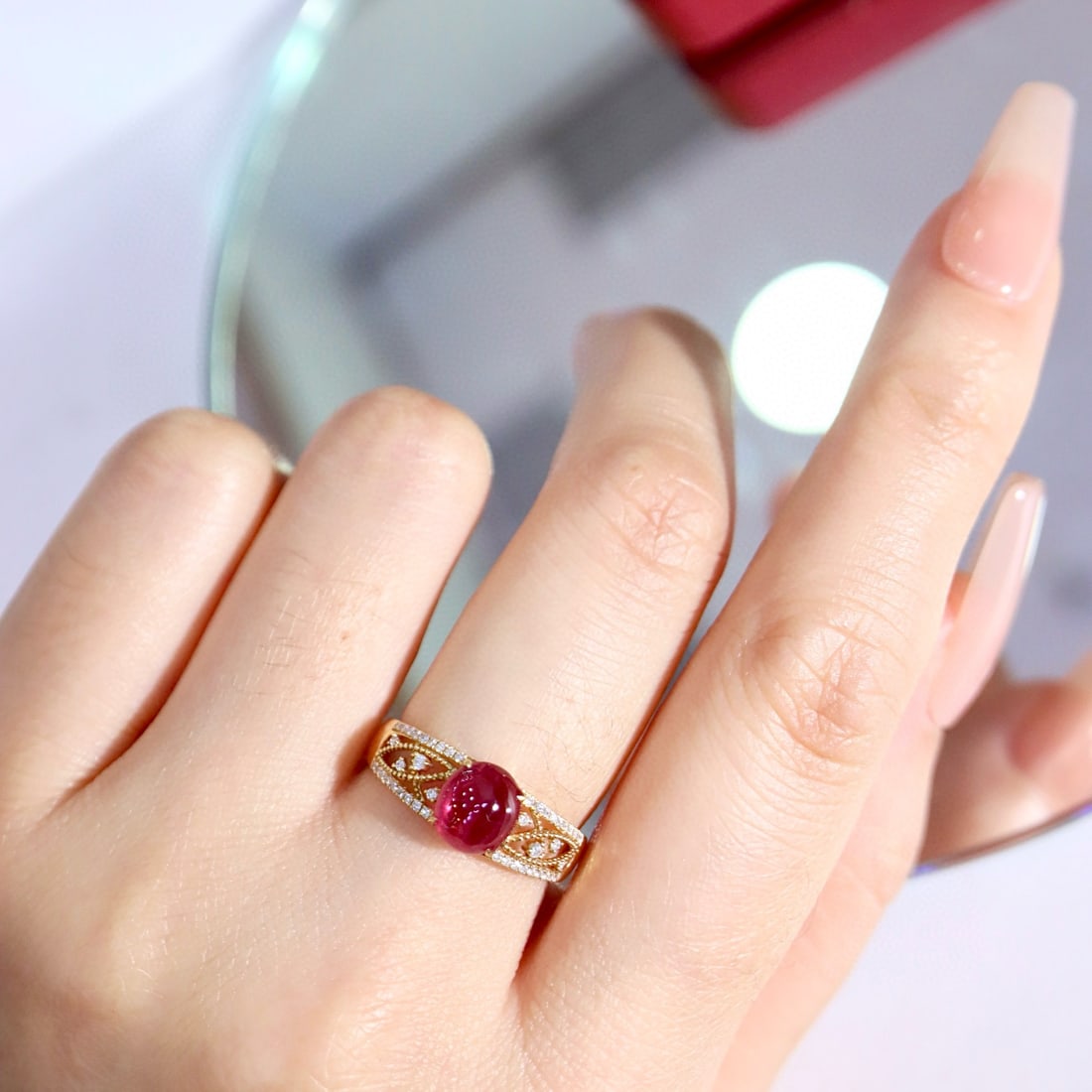 14k Gold 1.83 Ctw Natural Ruby & Diamond Ring - 7
