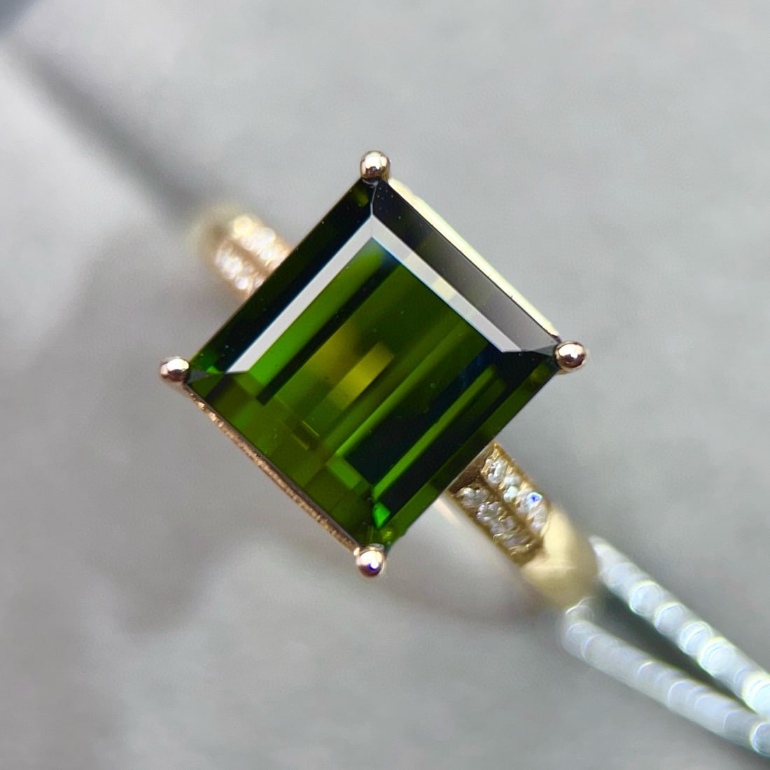 14k Gold 4 Ct Natural Tourmaline & Diamond Ring - 5