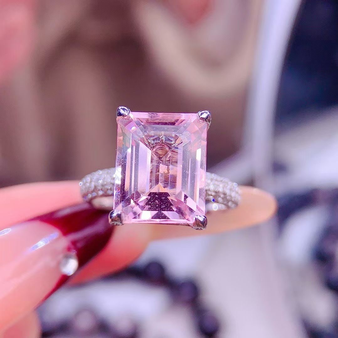 14k Gold 5.5 Ct Natural Morganite & Diamond Ring - 3