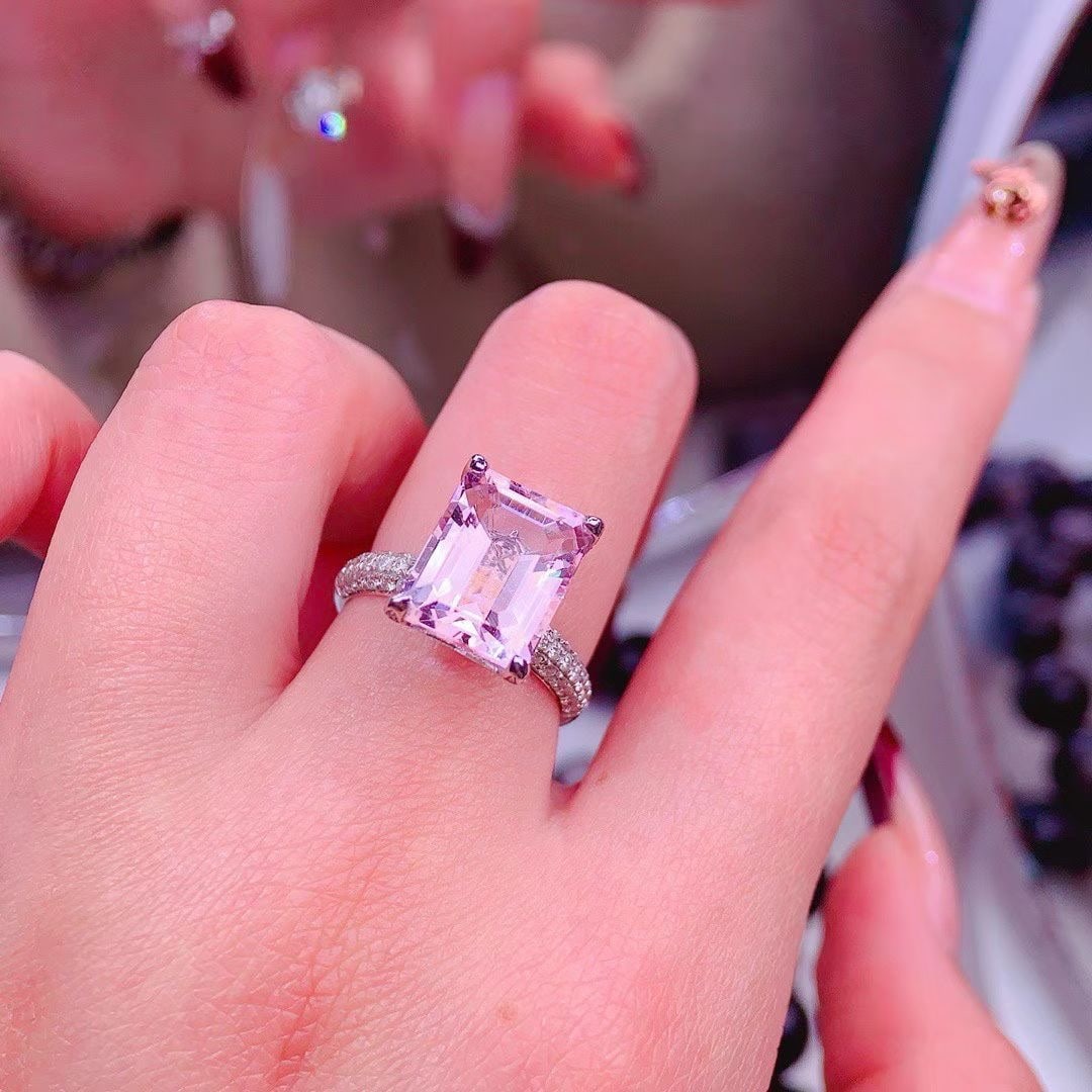 14k Gold 5.5 Ct Natural Morganite & Diamond Ring - 5