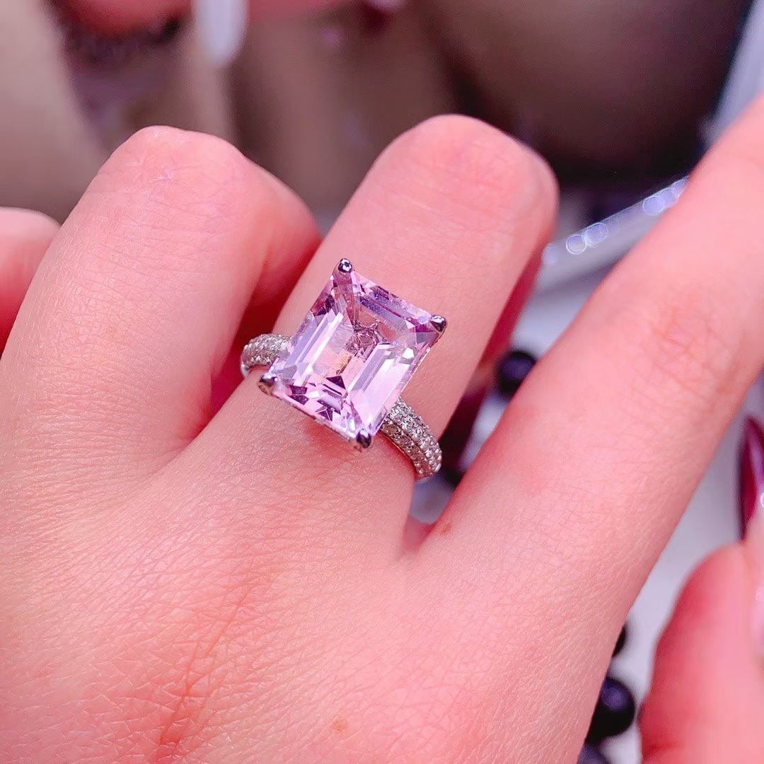 14k Gold 5.5 Ct Natural Morganite & Diamond Ring - 6
