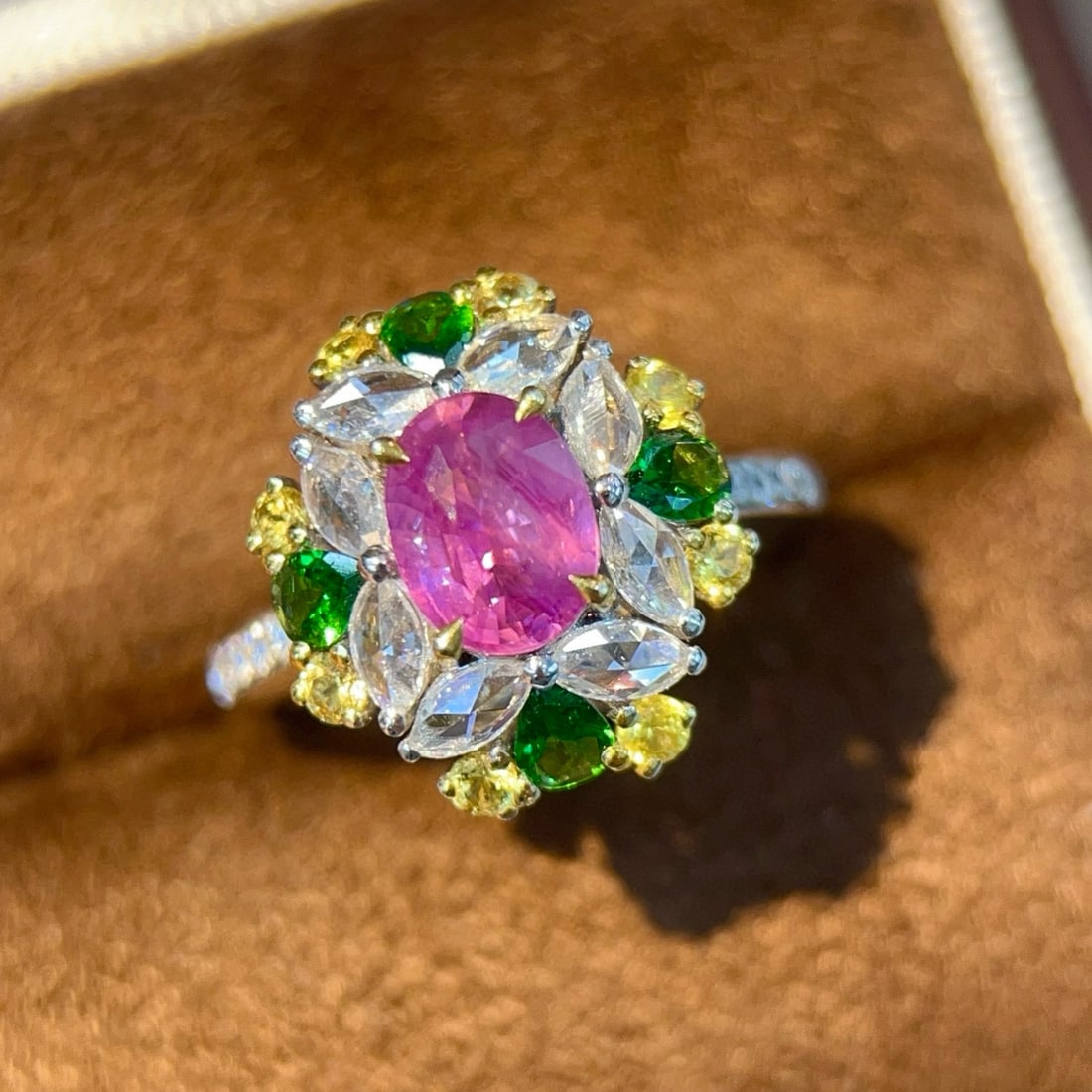 14k Gold 1.88 Ctw Natural Sapphire & Diamond Ring: Ref:231155177 // gold content:14k gold // ring size:7. 25us // // main gemstone:sapphire // shape:oval // carat weight:1. 53ct // color:pink // treatment:natural // // adjacent gemstone 2 : diamond