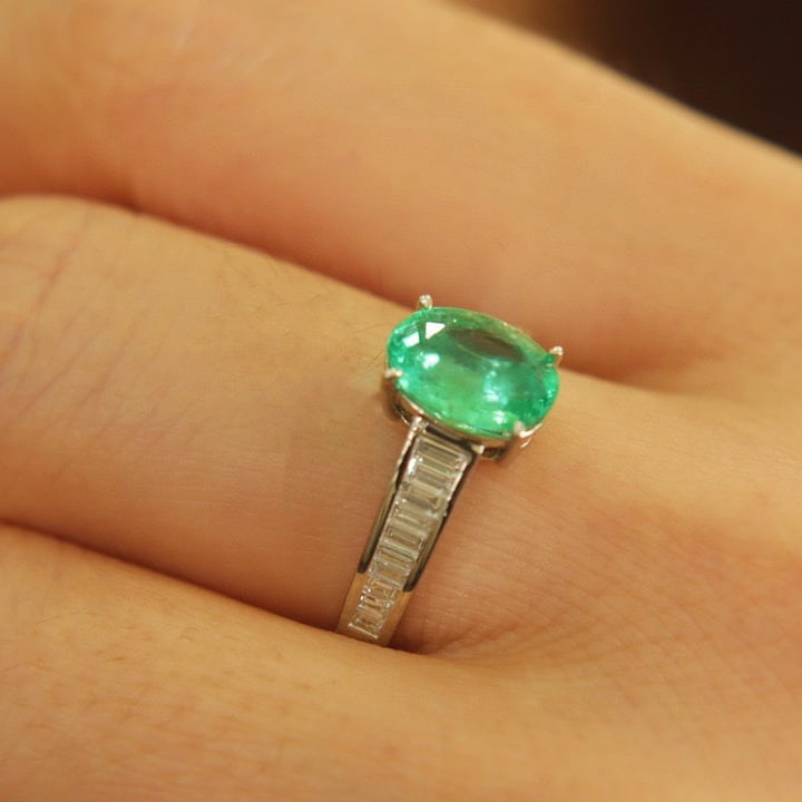 14k Gold 1.71 Ctw Natural Emerald & Diamond Ring - 3