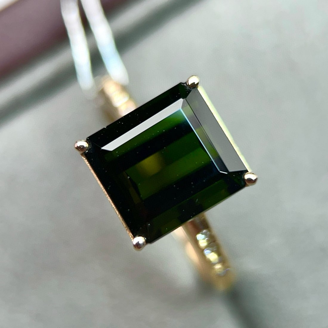 14k Gold 4.59 Ctw Natural Tourmaline & Diamond Ring - 4