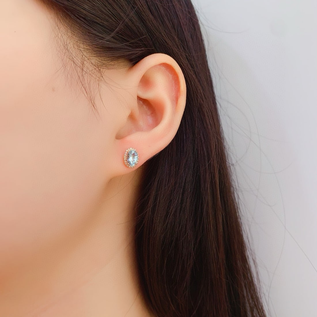14k Gold 1.5 Ct Natural Aquamarine & Diamond Earrings - 3