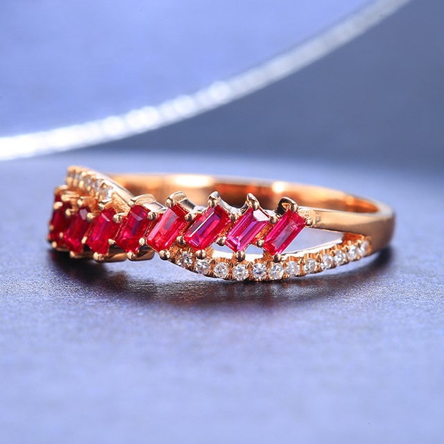 14k Gold 0.47 Ctw Natural Ruby & Diamond Ring - 2