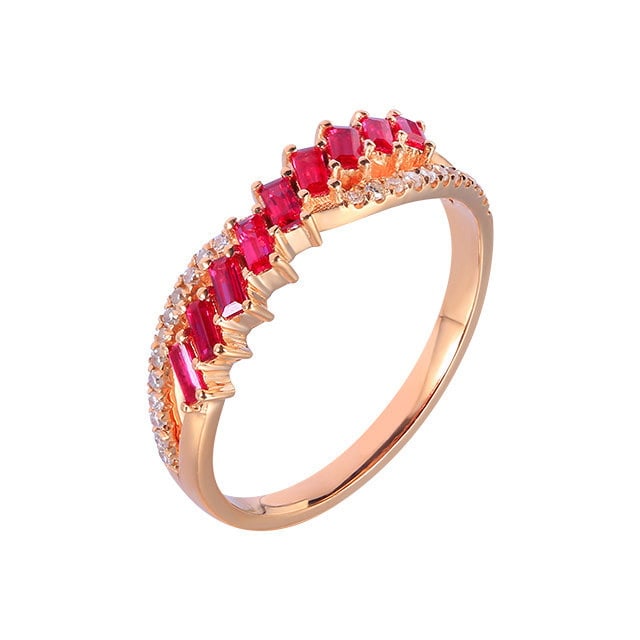 14k Gold 0.47 Ctw Natural Ruby & Diamond Ring - 5