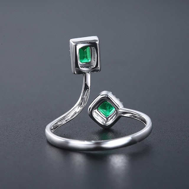 14k Gold 0.72 Ctw Natural Emerald & Diamond Ring - 4