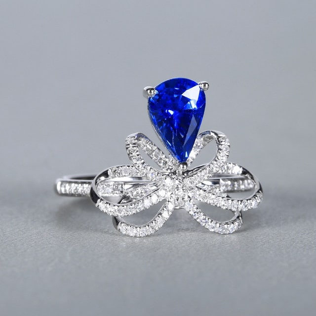 14k Gold 1.62 Ctw Natural Sapphire & Diamond Ring - 3