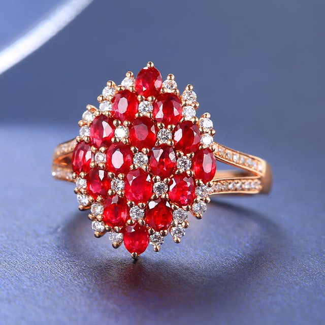 14k Gold 1.53 Ctw Natural Ruby & Diamond Ring - 2