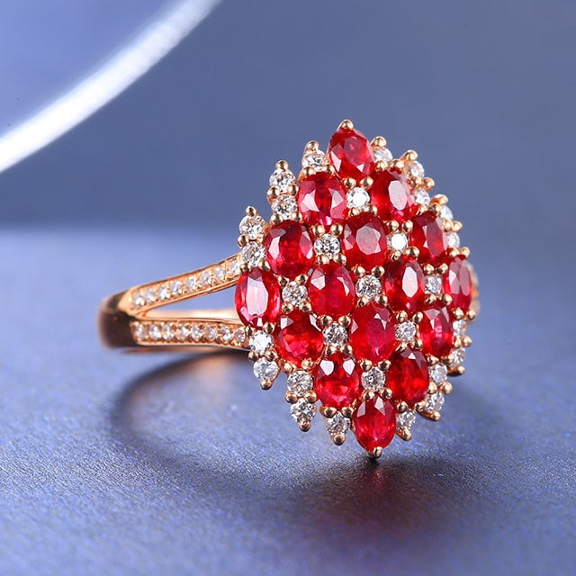 14k Gold 1.53 Ctw Natural Ruby & Diamond Ring - 3