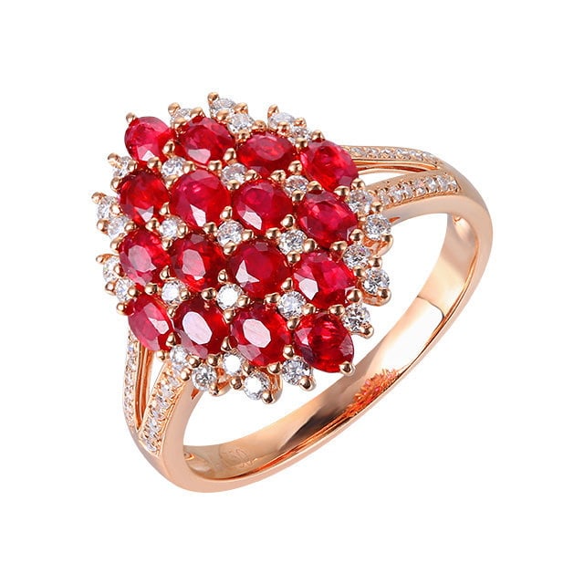 14k Gold 1.53 Ctw Natural Ruby & Diamond Ring - 5