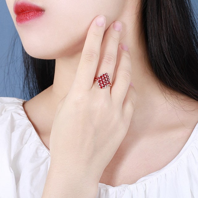 14k Gold 1.53 Ctw Natural Ruby & Diamond Ring - 6