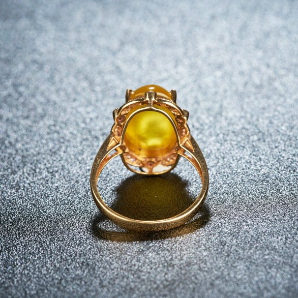 14k Gold 6.15 Ct Natural Prehnite & Diamond & Ruby Ring - 5