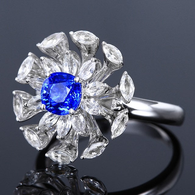 14k Gold 2.35 Ctw Natural Sapphire & Sapphire Ring - 2